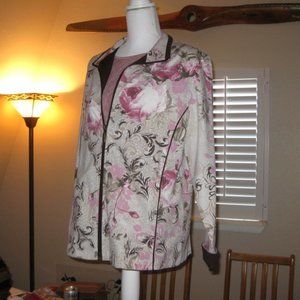 Allison Daley Floral Zip Up Casual Jacket SZ M